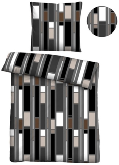 Traumhaft schlafen - Castell - Markenbettwäsche Baumwoll Renforce Bettwäsche 0040754 LÄNGSBALKEN, anthrazit, 1x 135x200 cm + 1x 80x80 cm