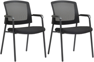 2er Set Besucherstuhl DARWIN - Metall Schwarz 58x60x86 cm | Besucherstühle Konferenzstuhl Wartezimmerstuhl Bürostühle Bürostuhl Konferenzraum