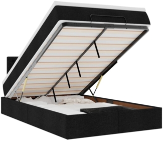 vidaXL Ottoman-Bett mit Matratze Schwarz 120x200 cm Stoff 3311617