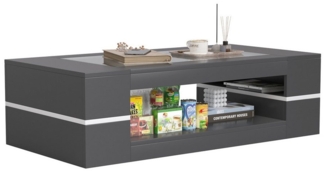 radelldar Couchtisch Wohnzimmertisch mit Glas, Beistelltisch, 1-St. rechteckig mit stauraum 120x60x35cm