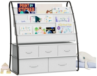 radelldar Kinderregal Kinder Bücherregal, Metall mit 5 Schubladen, 80x38x90cm