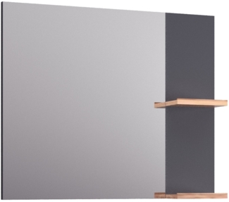 BADEDU HIERA Spiegel 79 cm breit, Anthrazit, zwei Ablagen