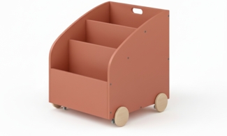 Bellabino 'Towy' Kinderbücherregal, terrakotta, 43x40x43 cm, Spielzeugregal mit 3 Ablagefächern und Geheimfach