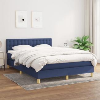 vidaXL Boxspringbett mit Matratze Blau 140x190 cm Stoff 3140935