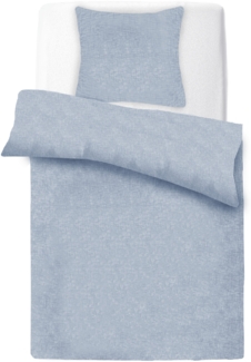 Bettwäsche Micro-Melange 2-tlg. (Blau) - Öko-Tex - Bettbezug 135x200cm + Kissenbezug 80x80cm Bettdecken Set mit Reißverschluss, Mikrofaser