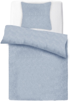 Micro Melange-Bettwäsche deluxe, 80x80 + 135x200cm Blau