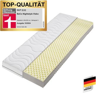 BeCo Nightstyle Visko Größe 90 x 200 cm Härtegrad H3 (80 kg - 120 kg)