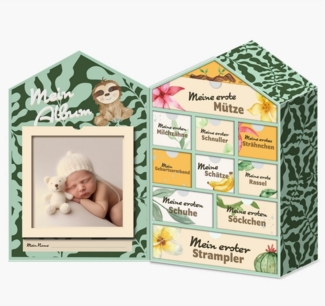 hausleben Geschenkbox Baby Erinnerungsbox Schatztruhe Erinnerungen mit 10 Fächern (1 St), Erinnerungsbox für Geburt und Taufe – Süße Baby, Babyschmuck