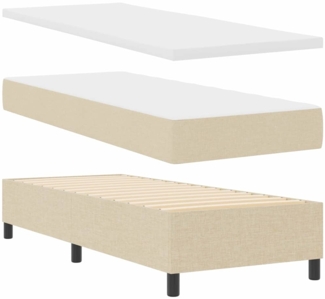 vidaXL Boxspringbett mit Matratze mit Kopfteil Creme 80 x 200 cm Stoff 3344105