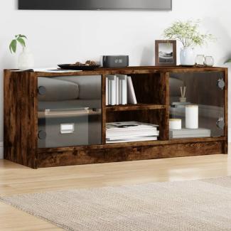 vidaXL TV-Schrank mit Glastüren Räuchereiche 102x37x42 cm 836375