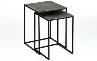 Lambert Dado Beistelltisch-Satz Untergestell Metall, Tischplatte Aluminium, Sandguss schwarz/Platte Graphit-Finish 35,5 x 35,5 cm, H 48 cm/40,5 x 40,5 cm, H 52 cm 50169