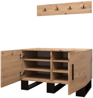 ABIKS MÖBEL Garderoben-Set ARTIN Sitzschrank mit Aufhänger, Dielenmöbel, Industriell Design
