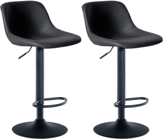 CLP 2er Set Barhocker Loft mit Rückenlehne und 360 drehbar,schwarz Kunstleder