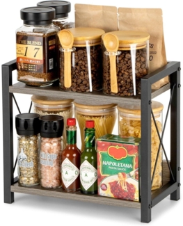 ANBOXIT Holz Gewürzregal 2 Tier Organizer - Küchenregal Arbeitsplatte Ecke Büro