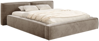 Selsey 'Tilves Low'Polsterbett 180x200 mit Bettkasten und Lattenrost, Velours, hellbraun