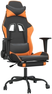 vidaXL Gaming-Stuhl mit Massage & Fußstütze Schwarz Orange Kunstleder, Drehbar [345417]