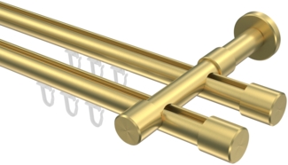 Innenlauf-Gardinenstangen-Set Prestige Santo 280 cm (geteilt in 2 x 140 cm), 2-läufig, 20 mm Ø Messing-Optik