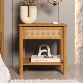 IDIMEX Nachttisch CEFIRA, Nachttisch Massivholz mit Schublade und Ablagefach Eiche Finish