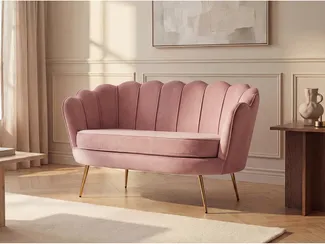 Vente-unique - DANDELION Sofa StoffSamt Puderrosa - B 73 cm x H 78 cm x L 124 cm