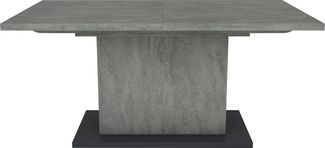 byLIVING Esszimmertisch ATHEN / Beton-Optik grau / großer Auszugstisch 160 cm bis 200 cm / Säulentisch mit Ausziehfunktion / Tisch mit Synchronauszug und Einlegeplatte / 160-200x90, H 75 cm