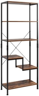Homfa Standregal, schwarz Bücherregal Küchenregal 5 Ebenen Metall Holz 158,5 cm Vintage