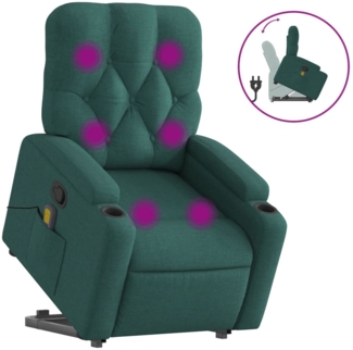 vidaXL Massagesessel mit Aufstehhilfe Dunkelgrün Stoff 3204728
