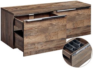 Waschtischunterschrank 120cm mit 2 Auszügen PUEBLA-56 in Vintage Oak Eiche, B/H/T ca. 120/48,5/46 cm
