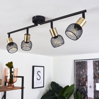 hofstein Deckenleuchte »Pieve« Deckenlampe aus Metall schwarz, gold Zimmerlampe, ohne Leuchtmittel, 4xE14, Leuchtenköpfe sind beliebig schwenkbar