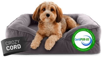 Lumaland Hundebett Indoor Cord S 70x60x18cm grau vakuumiert