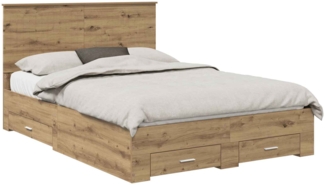 vidaXL Bettrahmen Artisan-Eiche 135x190 cm Holzwerkstoff 3411322