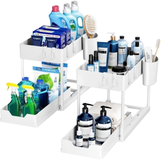 Unter Waschbecken Regal 2 Etagen Küche Arbeitsplatte Organizer Schwarz