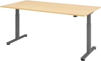 bümö elektrisch höhenverstellbarer Schreibtisch Ahorn 200x100 cm, Gestell: Graphit - Büroschreibtisch höhenverstellbar elektrisch, elektrischer Bürotisch & Gaming Tisch, Stehschreibtisch, XMST-2E-3-G