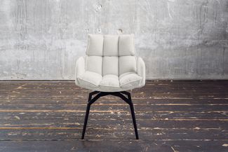 KAWOLA Esszimmerstuhl BARO Drehstuhl mit Armlehnen Stoff weiß 86 x 65 x 59 cm