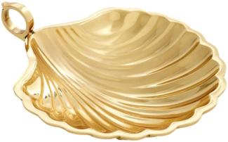 Casa Padrino Luxus Deko Schale in Muschelform Gold 22,5x19,5 x H. 5,5 cm - Dekorative Messing Schale mit Tragegriff - Luxus Deko Accessoires - Luxus Qualität