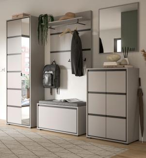 Garderobe Set 5-teilig Malik in grau und schwarz 245 cm