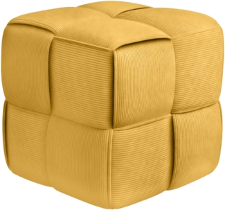 Sitzhocker GIROS - Cord Gelb 40x40x40 cm | Hocker Schlafzimmer Polsterhocker Wohnzimmer Sitzbank Esszimmer