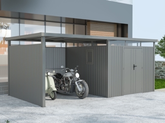 Metall Gerätehaus Style 7,56 m² Spar-Set-2 Alu Grau