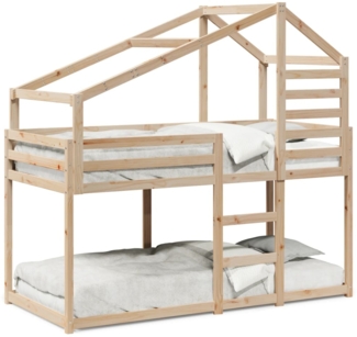 vidaXL Etagenbett mit Dach 75x190 cm Massivholz Kiefer 3281967