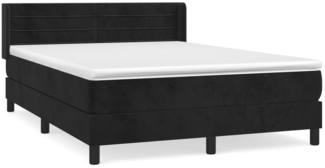 vidaXL Boxspringbett mit Matratze Schwarz 140x200 cm Samt 3131023