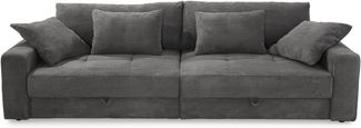 Big-Sofa 284 cm breit Wellenunterfederung Lounge-Couch Stauraum Cord Dunkelgrau