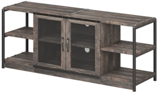 GarveeMore TV-Schrank Lowboard für Fernseher bis zu 75 Zoll,mit 4 offenen Fächern & 2 Türen TV Board,Fernsehtisch Wohnzimme,Stahlgestell,160 x 63 x 46 cm
