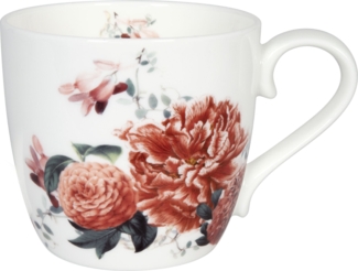 KÖNITZ Becher Gardening - Red Peony (Pfingstrose) 425 ml aus Bone China Porzellan