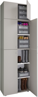 VCM Schuhschrank Lona 917767 Grau H. 223 x B. 70 x T. 39 cm