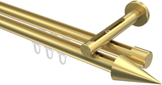Innenlauf-Gardinenstangen-Set Siteno Savio 600 cm (geteilt in 3x200 cm), 2-läufig, 20 mm Ø Messing-Optik