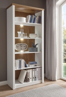 Landhaus Wohnzimmer Standregal Bücherregal Regal 90cm pinie weiß eichefarben hell