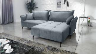 Ecksofa Schlafsofa Sofa VICTORIA Stoff Element Grau Ottomane Rechts