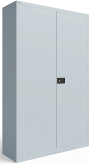 BISLEY Universal Flügeltürenschrank abschließbar - Stahlschrank mit 3-Punkt-Schloss & Flügeltüren - Aktenschrank aus Metall mit 4 Fachböden für 5 Ordnerhöhen - Farbe: lichtgrau, E782B124S-645