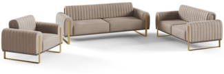 Sofaset Designersofas VALERIE 3-2-1 in Stoff Elisa Velvet Cappuccino