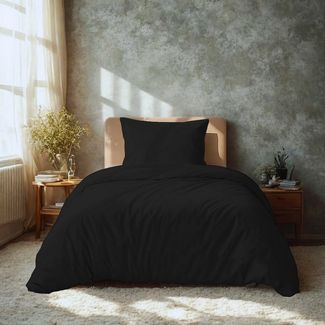 Komfortec Premium Superweiches Bettwäsche 2teilig 155x220 cm Bettbezug + 80x80 cm Kissenbezüge, gebürstet 100% Mikrofaser, Schwarz