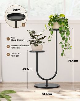 Bamworld Blumenständer Metall Pflanzständer 2-stufig – Modernes Design in Schwarz (1 St), Perfekt für Wohnzimmer, Balkon, Terrasse oder Garten